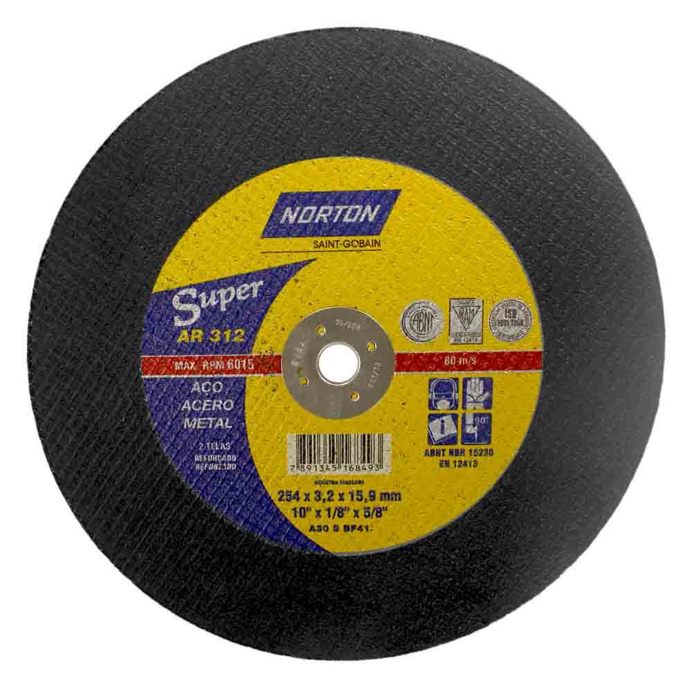DISCO DE CORTE PARA ACO NORTON SUPER AR312 10 X 1/8 X 5/8